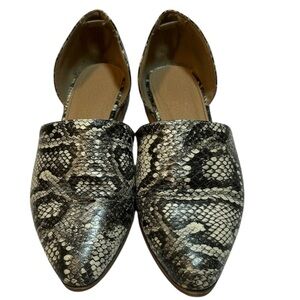 Catherine Malandrino Black, Olive and Cream Snakeskin Flats